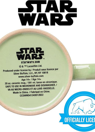 Silver Buffalo Star Wars Mandalorian Child Star Wars Wax Resist Ceramic Mug, 20 Ounces