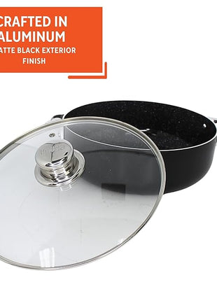 IMUSA 9Qt Bistro Ceramic Nonstick Caldero/Dutch Oven with Glass Lid, Black