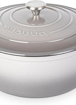 Cast Iron Dutch Oven with Lid – Non-Stick Ovenproof Enamelled Casserole Pot – Sturdy Dutch Oven Cookware – Grey, 7.3-Quart, 30cm – by Nuovva