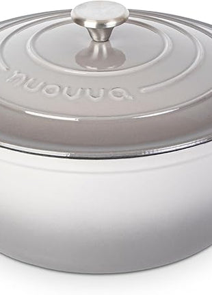 Cast Iron Dutch Oven with Lid – Non-Stick Ovenproof Enamelled Casserole Pot – Sturdy Dutch Oven Cookware – Grey, 7.3-Quart, 30cm – by Nuovva