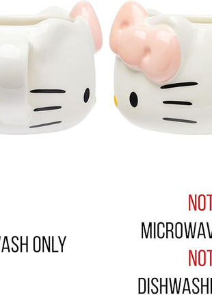 Silver Buffalo Sanrio Hello Kitty Light Pink Bow Ceramic 3D Sculpted Mug, 20 Ounces