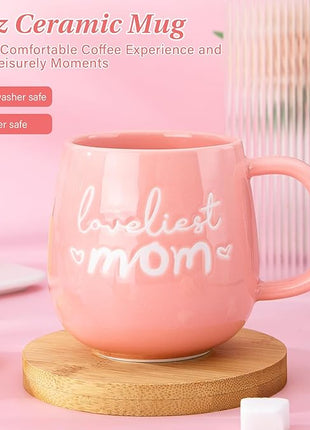 Mom Birthday Gifts for Mom from Daughter Son - Funny Christmas Birthday Gifts Ideas for New Moms Mother - 14Oz Ceramic Coffee Mug, Heart-Shaped Jewelry Dish, Gift Boxed Set, 10pcs - Best Moms Gift