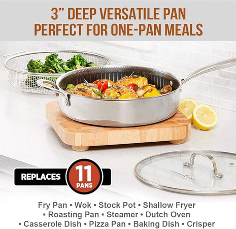 Copper Chef Titan Fry, 9.5 inch with 8 inch Pan, stainless-steel