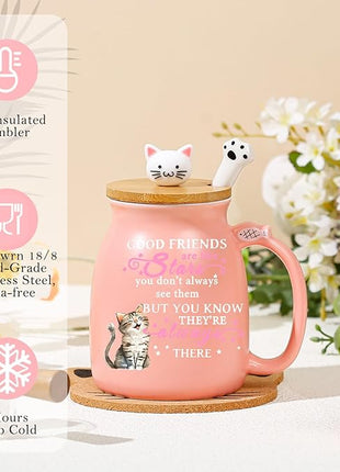 Friendship Gifts for Women Cat Mug Unique Birthday Gifts for Women Cute Stuff Kawaii Tea Cup Christmas Gift Bestie Friend Gift For Woman Cat Lovers hemed Gifts for BFF Coworker Sister