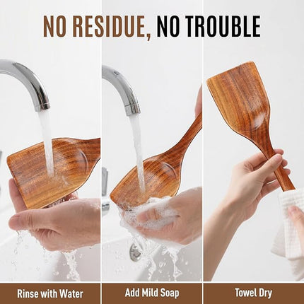 Wooden Spoons for Cooking, Excellent Wooden Kitchen Utensil Set (4pcs)