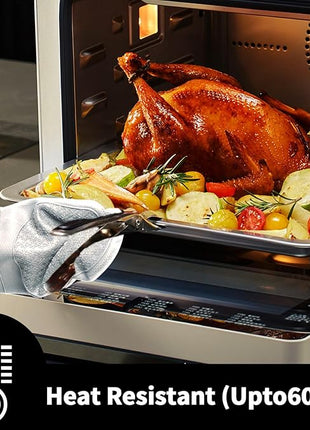 Hovico Silicone Oven Mitts, Heat Resistant 500F Kitchen Mitts 2PCS, 11.6" BPA-Free Soft Baking Gloves, Non-Slip Grip Oven Gloves with Soft Cotton Lining for Kitchen Cooking Baking BBQ - Gray