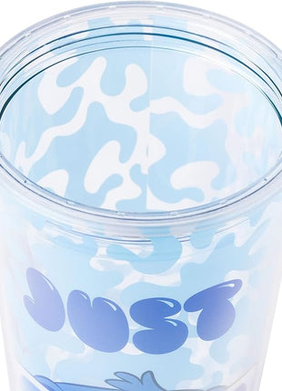 Silver Buffalo Disney Lilo and Stitch Cool Sunglasses Just Chill Plastic Boba Tumbler with Lid and Straw, 24 Ounces