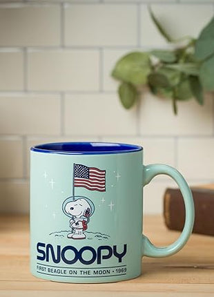 Silver Buffalo Peanuts “First Beagle on the Moon” Featuring Snoopy in Space Ceramic Mug, 20 Ounces