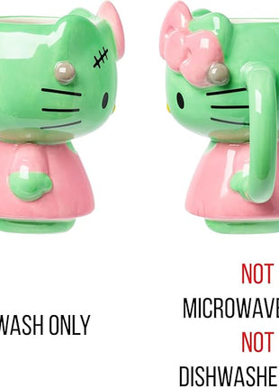 Silver Buffalo Sanrio Hello Kitty Halloween Frankenkitty Pink Dress Ceramic 3D Sculpted Mug, 20 Ounces