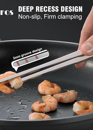 WALFOS Tweezer Tongs for Cooking, Kitchen Tweezers Stainless Steel Pasta Tweezers Tongs for Cooking, Roasting, Grabbing Small Objects, Dessert, BBQ, Spaghetti 3 Pcs (8+10+12-Inch)