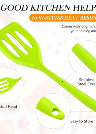 5 Pack Small Silicone Spatula Mini Rubber Turner High Heat Resistant Slotted Egg Fish Spatula Flipper Small Pancake Turner Mini Serving Cooking Kitchen Utensils (Red Blue Green Orange Pink)