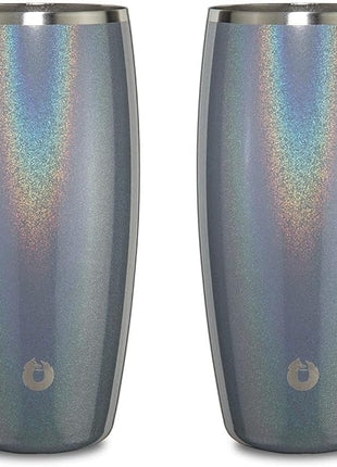 SNOWFOX Premium Vacuum Insulated Stainless Steel Beer Glass, Home Bar Accessories, Elegant Bartending, Lightweight Pint Glasses, Sleek Drinkware, Frosty Beverages Stay Cold, 18oz, Set of 2, Grey