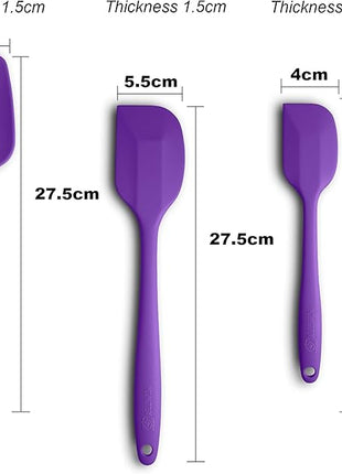Silicone Spatula 3-piece Set, Ergonomic Handle High Heat-Resistant Spatulas, Non-stick Rubber Spatulas with Stainless Steel Core, Purple