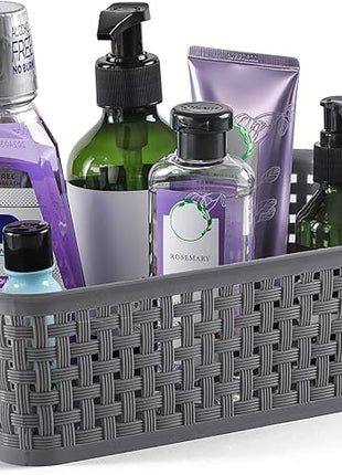 [ 12 Pack ] Plastic Storage Baskets - Small Pantry Organization and Storage Bins - Household Organizers for Laundry Room, Bathrooms, Bedrooms, Kitchens, Cabinets, Countertops, Under Sink or On Shelve