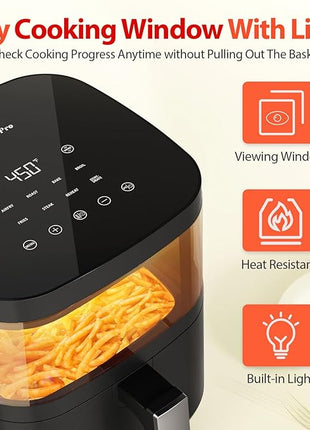 Air Fryer, Beelicious 8-in-1 Smart Compact 4QT Air Fryers with Viewing Window, Shake Reminder, 450°F Digital Airfryer with Flavor-Lock Tech, Dishwasher-Safe & Nonstick, Fit for 1-3 People, Black