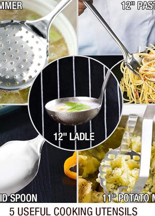 HOMICHEF 14-Piece Nickel Free Stainless Steel Cookware Set - Nickel Free Pots and Pans Set - Non-Toxic, Healthy Induction Cookware