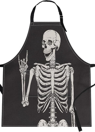 Britimes Skeleton Rock Skull Halloween Apron Home Kitchen Cooking Baking Gardening for Women Men with Pockets 32x28 inch