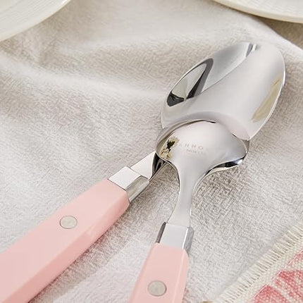 ANNOVA Silverware Set, Retro/Rivet Colorful Stainless Steel Tableware Kitchen Flatware Set Utensils, Includes Dinner Knives, Forks, Spoons, Salad Forks & Dessert Spoons (Light Pink, 20 Pieces)