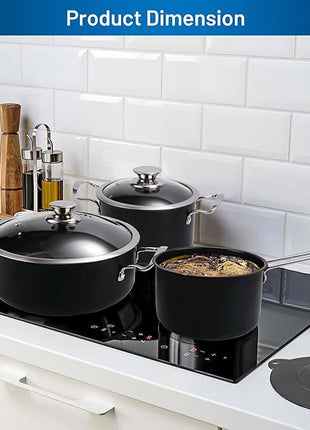 Aufranc Induction Pots and Pans, Stainless Steel cookeware set 6pcs With Lid, Induction Cookware For Oven & Dishwasher Safe