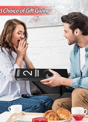 Pack of 2 Large Silicone Cooking Spoons, Non-Stick Stainless Steel Slotted and Solid Spoon Set for Serving, Mixing, Draining, Heat Resistant, Scratch Resistant and BPA Free Kitchen Scoops (Red)