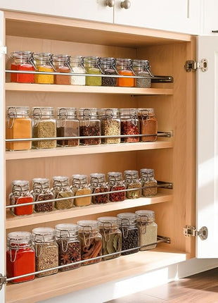 ComSaf 4 oz Glass Jars with Lid, Set of 12 Mini Airtight Glass Jars, Spice Jars, Small Mason Jar, Canning Jar Square with Seal Wire Clip Fastening, Labels & Funnels for Jam, Honey, Kitchen, Wedding