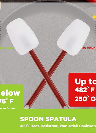 Silicone Rubber Spoonulas Pack of 3 (9.5/14/16-Inch), Commercial Silicone Spoonulas, Commercial Rubber Spatulas, Commerical Spatulas for Baking, Resistant to 500℉, Dishwasher Safe & BPA-Free