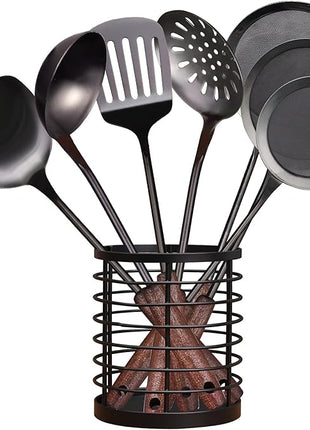 MARTE Kitchen Cooking Utensils Set with Utensil Holder, 8 Pcs Kitchen Serving Tool,18/10 Stainless Steel Cooking Spatula Set,Spatula,Soup Ladle, Skimmer Spoon,Slotted Tunner,Fine Mesh Food Strainer