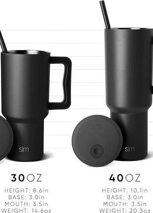 Simple Modern 40 oz Trek Tumbler with Handle and Straw Lid | Cup Holder Friendly Insulated Stainless Steel Travel Mug | Graphite (Pack of 12)