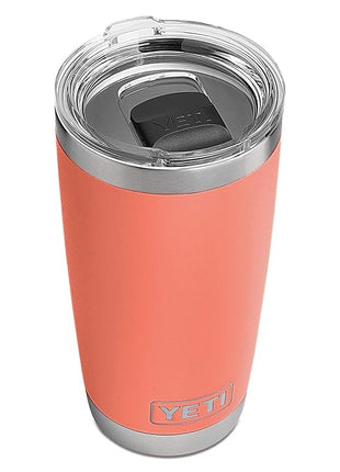 YETI Rambler 20 oz Tumbler, Stainless Steel, Vacuum Insulated with MagSlider Lid, Coral