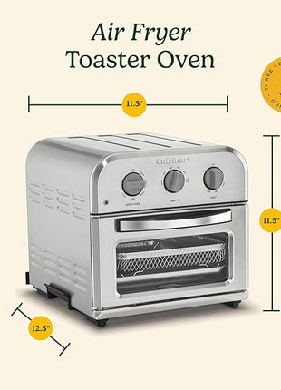 Cuisinart Compact Air Fryer Toaster Oven, Stainless Steel Fryer with 6-in-1 Functions, Adjustable Temperature, Includes Oven Rack, Baking Pan and Air Fry Basket, TOA-26
