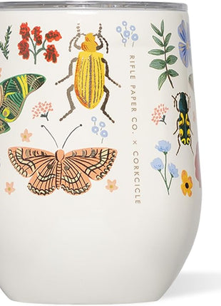 Corkcicle Stemless Insulated Wine Glass Tumbler - Keeps Beverages Cold 6 Hrs Hot 3 Hrs - Stainless Steel - Easy-Grip - Gift for Mom - Great for Mother's Day or Christmas - 12 oz - Curio Cream