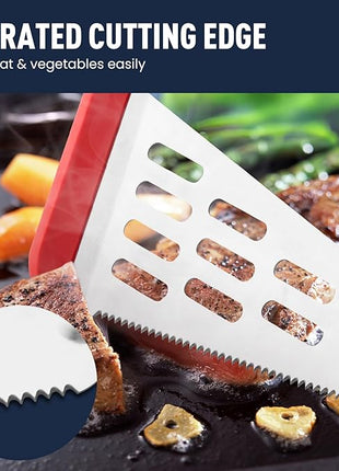 Silicone Fish Spatula Turner Set of 2,2-in-1 Heat Resistant Silicone Slotted Fish Spatulas for Nonstick Cookware,Flexible Thin Stainless Steel Slotted Fish Turner Spatula Flipper for Fish,Egg,Pancake