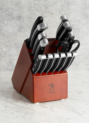 HENCKELS Premium Quality 15-Piece Knife Set with Block, Razor-Sharp, German Engineered Knife Informed by over 100 Years of Masterful Knife Making, Lightweight and Strong, Dark Brown