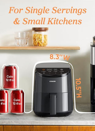 COSORI Air Fryer 2.1 Qt, 4-in-1 Small Mini Airfryer, Bake, Roast, Reheat, 97% Less Oil, Compact & Quiet, Nonstick & Dishwasher Safe Basket, 30 In-App Recipes with Nutrition Facts, Auto-Shut Off, Red