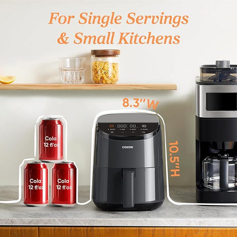COSORI Air Fryer 2.1 Qt, 4-in-1 Small Mini Airfryer, Bake, Roast, Reheat, 97% Less Oil, Compact & Quiet, Nonstick & Dishwasher Safe Basket, 30 In-App Recipes with Nutrition Facts, Auto-Shut Off, Red