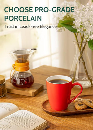 Sweese Porcelain Coffee Mugs - 16 Ounce (Top to the Rim) for Coffee, Latte, Tea, Cocoa, Set of 4, Red