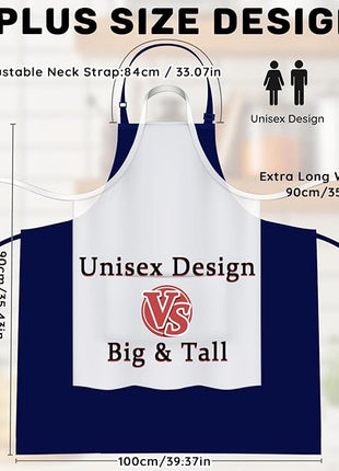 2 Pcs Plus Size Chef Apron, Unisex Professional Apron with 2 Pockets for Cooking, Work, Baking (Larger Size)