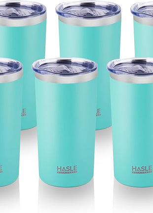 HASLE OUTFITTERS 12 oz Skinny Tumbler, Stainless Steel Insulated Slim Tumbler set bulk with Lid, Reusable Double Wall Travel Coffee Mug, Durable Powder Coated Travel Water Cup(Mint Green,6)