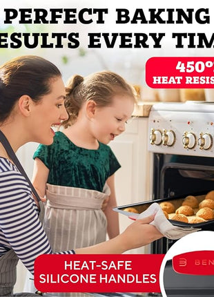 Premium Non-Stick Baking Sheets Set of 3 - Deluxe BPA Free, Easy to Clean Racks w/Silicone Handles - Bakeware Pans for Cooking Baking Roasting - Lets You Bake The Perfect Cookie or Pastry Every Time