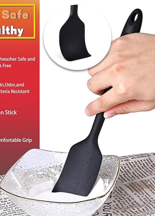 8 Pieces Silicone Spatula, 8.5 inch Non-stick Spatulas with Stainless Steel Core,Heat Resistant-500℉, Food Grade Silicone, Dishwasher Safe, for Mixing,Cooking,Baking (Black)