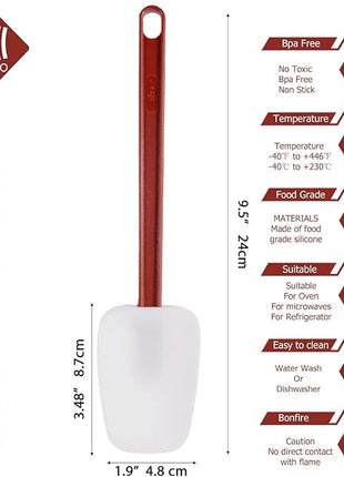 Silicone Rubber Spatula Set of 3, High Heat Set, Commercial Rubber Spatula (1 Spoonula + 2 Scrapers (9.5 Inches))