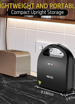 OSTBA 3 in 1 Sandwich Maker Panini Press Waffle Iron Set with 3 Removable Non-Stick Plates, 750 W Toaster Perfect for Sandwiches Grilled Cheese Steak, Black