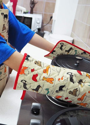 Pot Holders Set of 2 Heat Resistant 480℉ Kitchen 100% Cotton Comfortable Lining Printing Dog Flower Women Men Home Cooking Baking Microwave BBQ Gift(Dog)