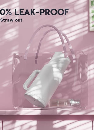 Meoky 40 oz Tumbler with Handle and Straw: Stainless Steel Insulated Tumbler with Lid and Straw - 100% Leak Proof Tumbler for Car Cup Holders - Travelers Commuters Workers, White