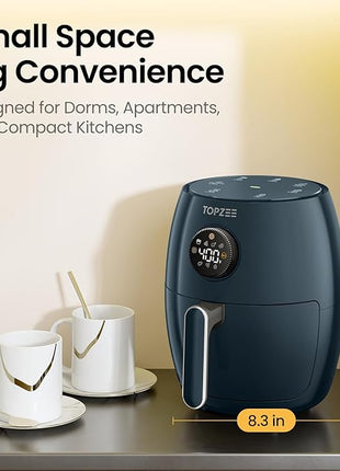 Small Compact Air Fryer, 2.1QT, 4-in-1 Small Mini Airfryer, Bake, Roast, Reheat, 98% Less Oil, Adjustable Temperature Control w/ 60min Timer, Quiet, Nonstick & Dishwasher Safe, BPA-Free, Dark Blue