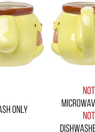 Silver Buffalo Sanrio Hello Kitty and Friends Pompompurin Ceramic 3D Sculpted Mug, 20 Ounces