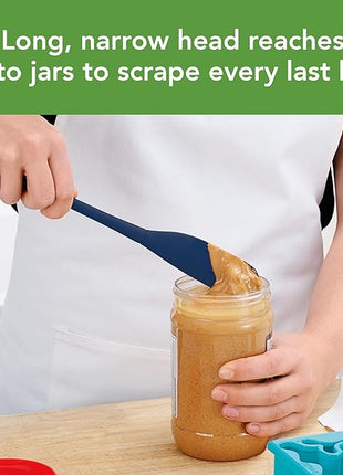 Tovolo Flex-Core Silicone Spatula Jar Scraper - Long-Handled Rubber Spatula with Angled Head for Scooping & Scraping - Heat-Resistant Spatulas for Kitchen Use, Dishwasher Safe & BPA-Free