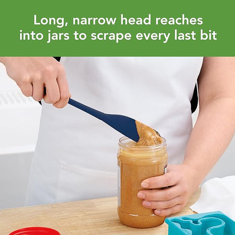 Tovolo Flex-Core Silicone Spatula Jar Scraper - Long-Handled Rubber Spatula with Angled Head for Scooping & Scraping - Heat-Resistant Spatulas for Kitchen Use, Dishwasher Safe & BPA-Free