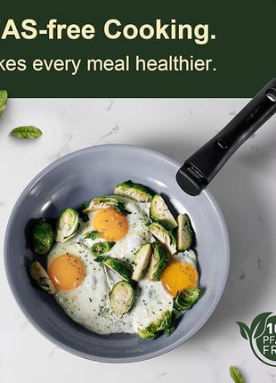 CAROTE 17PCS Ceramic Cookware Sets, Black and Gray, Pots and Pans Set Non Stick Non Toxic, Induction Cookware, Kitchen Cookware Sets, Pots Set for Healthy Cooking