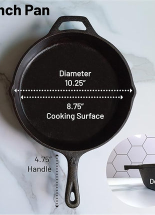Backcountry Iron 10-1/4 Inch Round Medium Pre-Seasoned Cast Iron Skillet